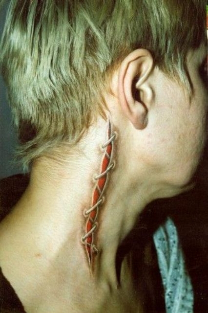 Bloody Tattoo - they have just cut my neck