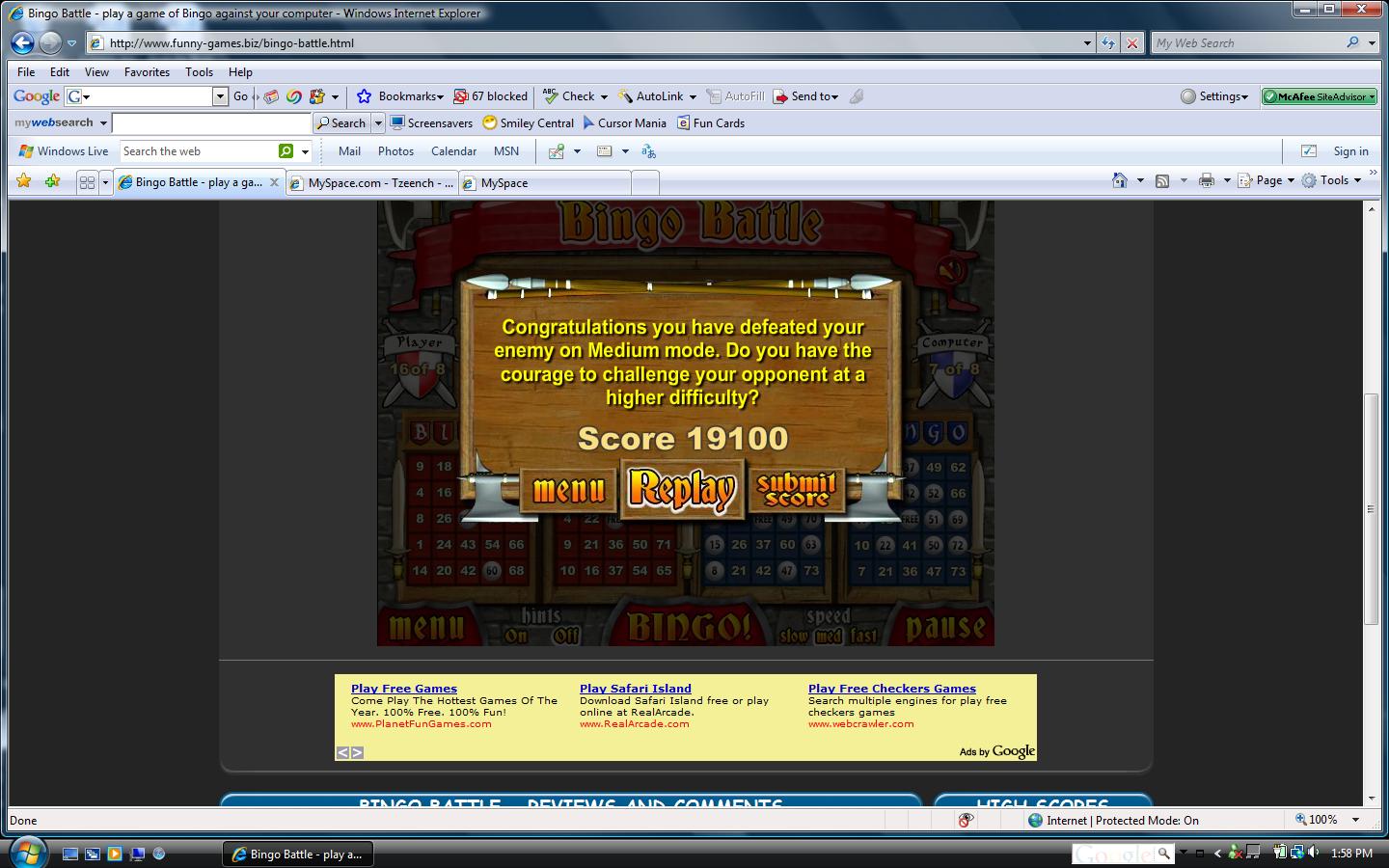 Bingo Battle play a game of Bingo against your computer