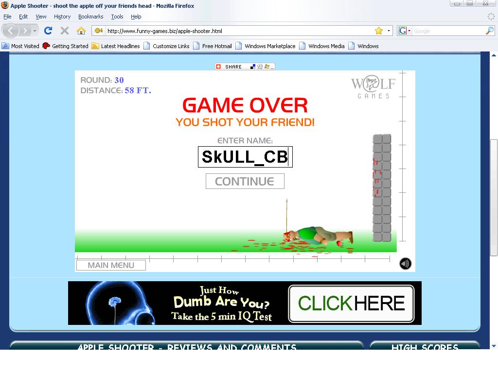 Apple Shooter shoot the apple off your friends head