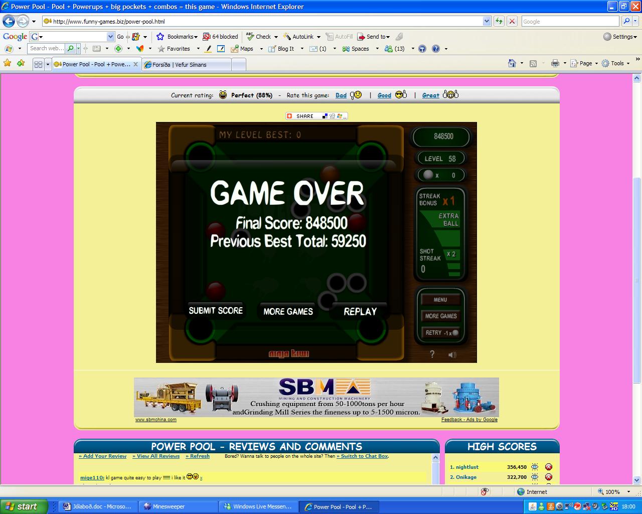 High Score Screenshot