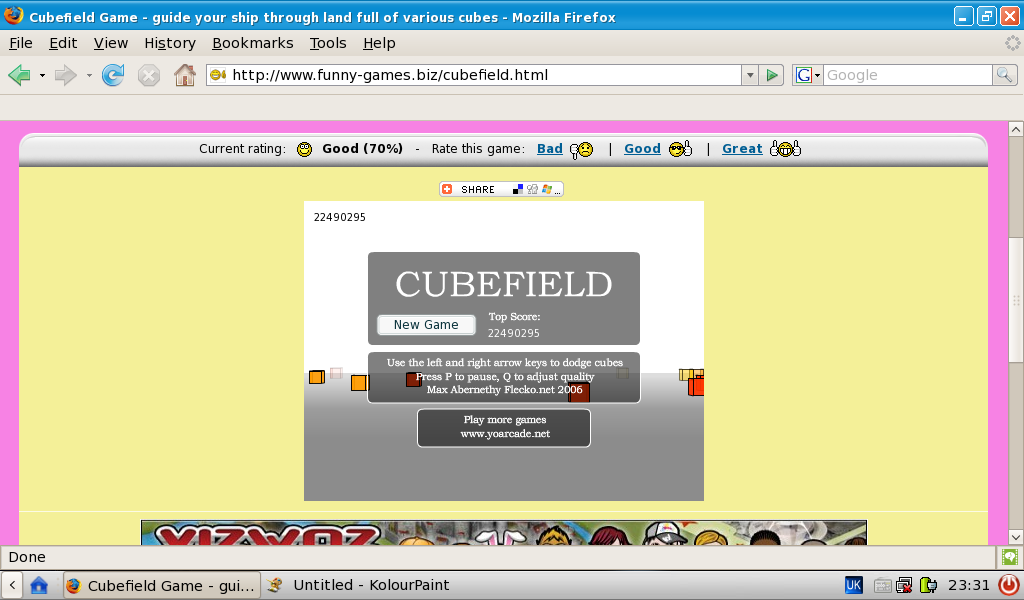 Cubefield Game High Scores