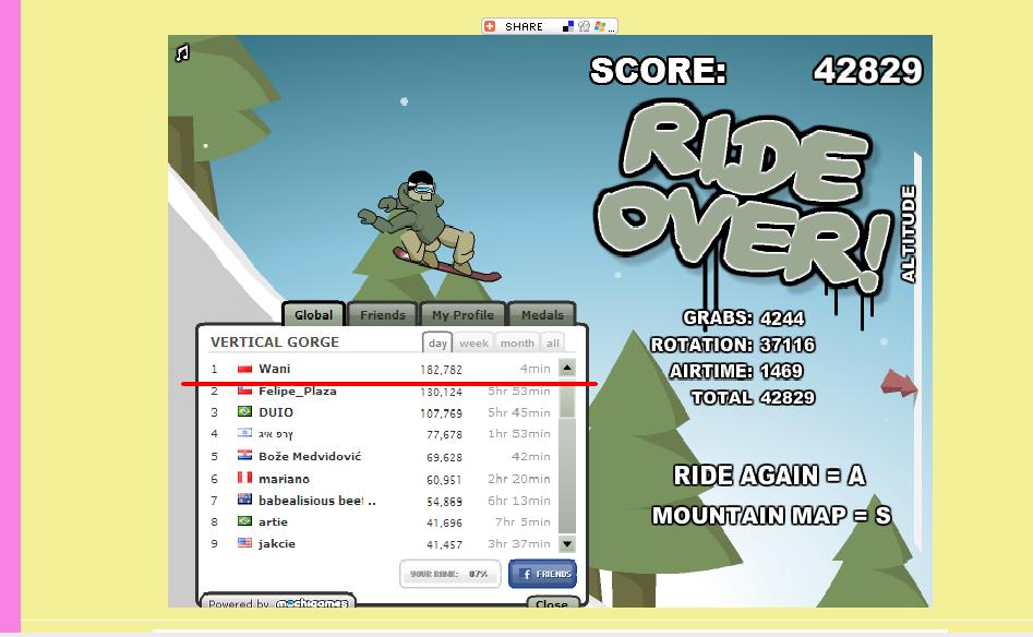 Downhill Snowboard a snowboard game, based on a physics engine