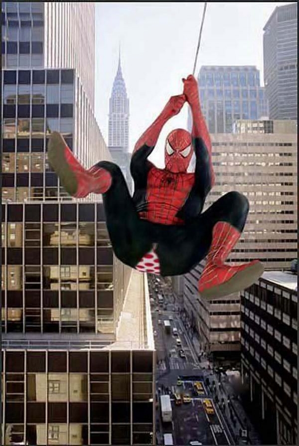 SpiderMan Costume Malfunction - now we know he wears underwear with