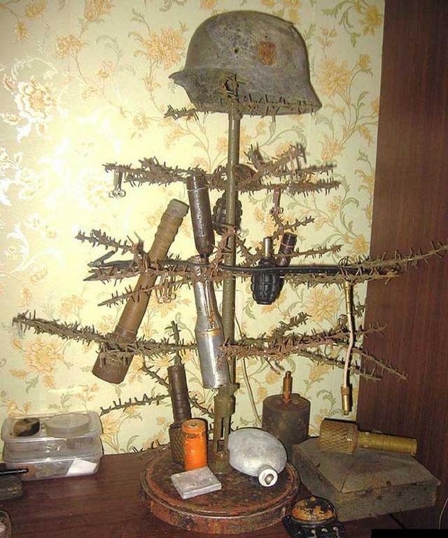Military Christmas Tree - old vet from Vietnam shows his Xmas tree