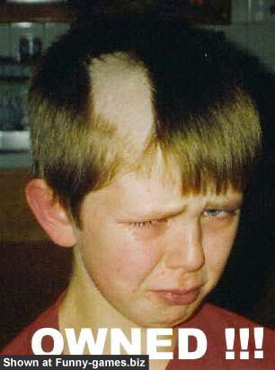 Owned Kid - Funny face pictures wierd haircut sad boy