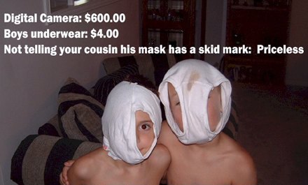 kids underwear on head skid mark, absurdness.com