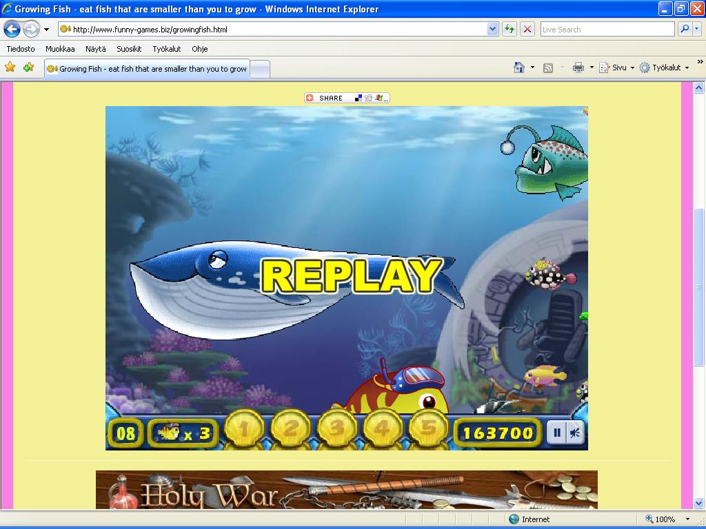 Growing Fish - eat fish that are smaller than you to grow