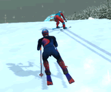 Ski down the slope and beat your opponents at the finish.