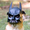 dog posing for camera with batman mask
