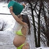 pregnant woman having a shower