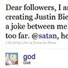 God tweets about Justin Bieber creation