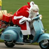 rushing on moped to deliver presents on time