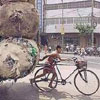 guy transports huge bags