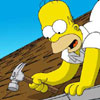 Homer and Bart are working on the roof