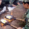 starving soldiers are cooking eggs