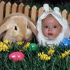 cute baby with rabbit costume