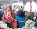 office worker destroys telephone