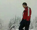 some dude jumps to the pile of snow