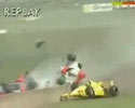 fast racing car was totaled in this video.