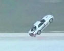 Mazda slides on ice during race and crashes.