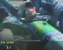 A driver went to a pit stop and his crew dumps gas on his car