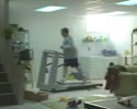 guy is having trouble getting use to a treadmill. Funny!