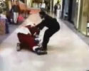 robber is trying to run away, Santa pins him to the ground