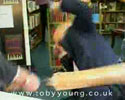 author signing books got beaten by angry guy