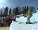 nice movie clip of a guy doing a rail on ski. Sports vidoe