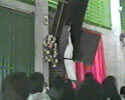 a priest falls from rostrum during preachment