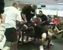 video of bar-bell breaking tough guy chest.