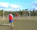 goalkeeper saves the goal with his face. Fun video